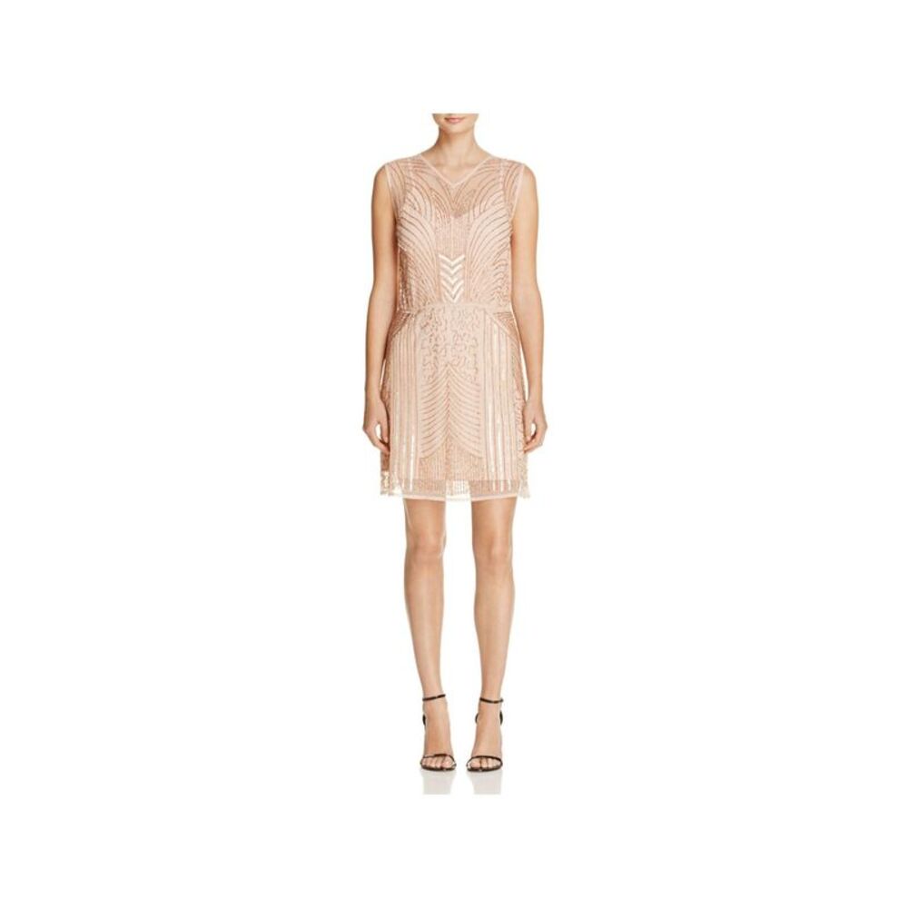 HYDE PARK Womens Pink Lined Sleeveless V Neck Short Cocktail Sheath Dress S